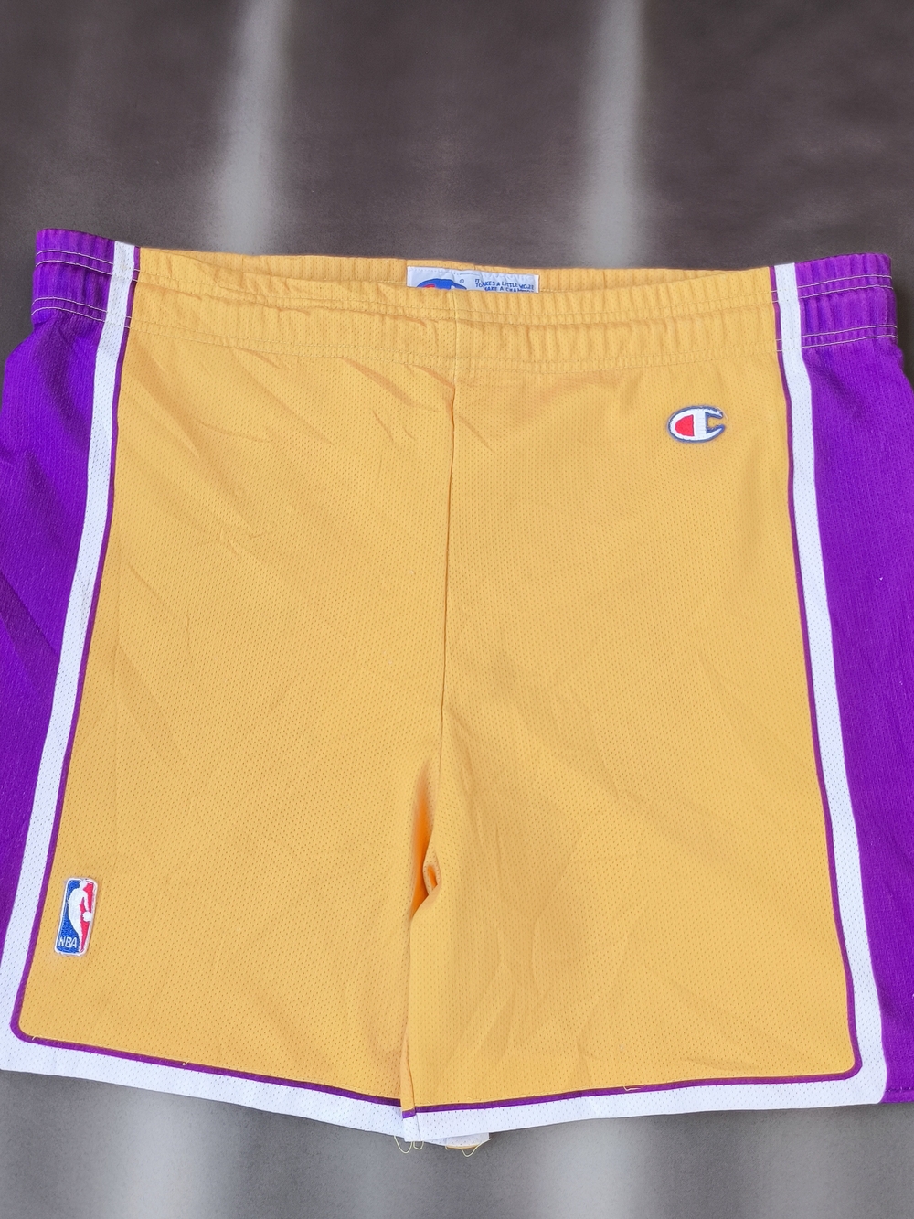 Vintage Champion USA Lakers Gold & Purple Basketball NBA Shorts Medium